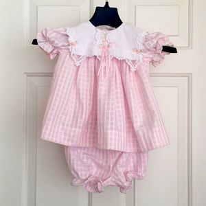 B. T. Kids Baby Girls 2-Piece Dress 3-6 Months Pink Lace Fancy
